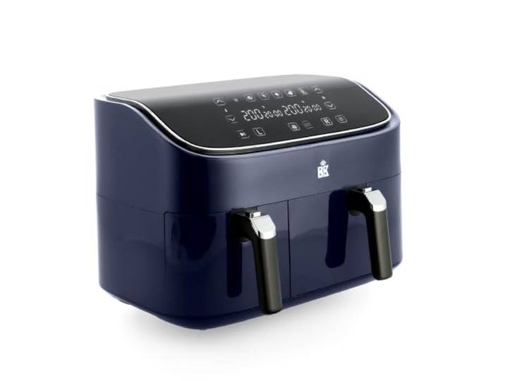 BK Supreme XXXL Doppelte Heißluftfritteuse 9 L (3 L + 6 L), Dark Navy – 2 Garkörbe, 6 Automatikprogramme, Sync-Funktion, keramische Antihaftbeschichtung, spülmaschinengeeignet