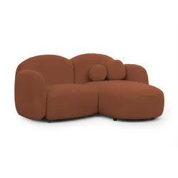 ECKSOFA Nuvola mit abgerundetem Design Terrakotta Bouclé-Stoff - Ottomane Rechts