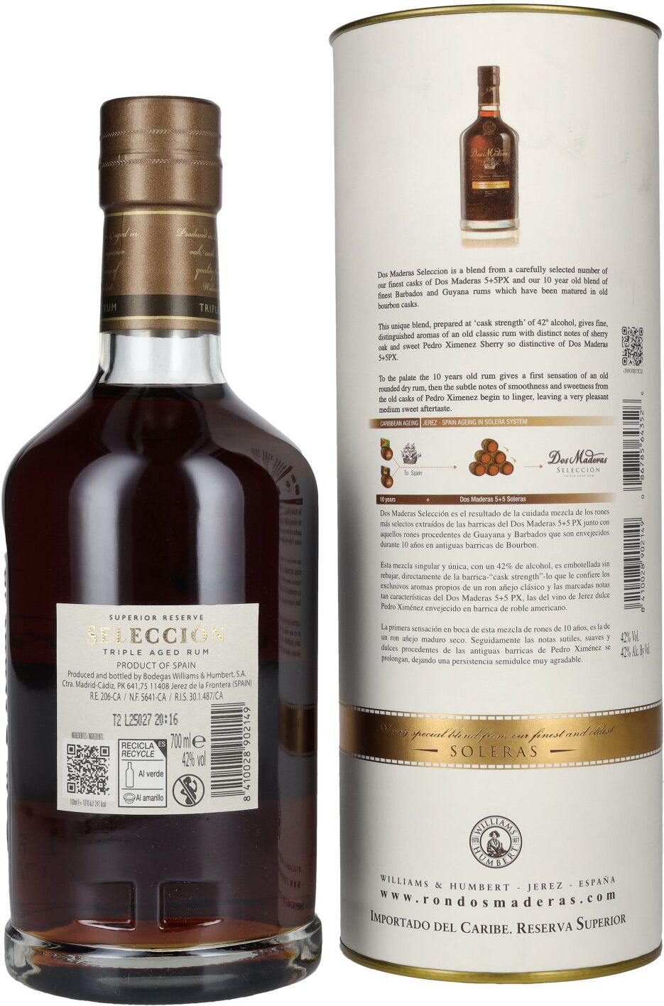 Dos Maderas Aged Rum Dos Maderas Selección Superior Reserve Triple Aged Rum 42% Vol. 0,7l in Geschenkbox