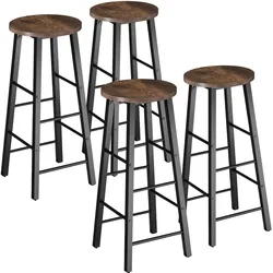 TecTake GmbH tectake 4er Set Barhocker Keynes Industrial Style Tresenhocker Thekenhocker Barstuhl dunkel 31x31x72,5cm