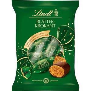 Lindt Pralinen Blätterkrokant in Gijanduja-Schokolade, 5 Stück, weihnachtliche Spezialität, einzeln verpackt, 90 g