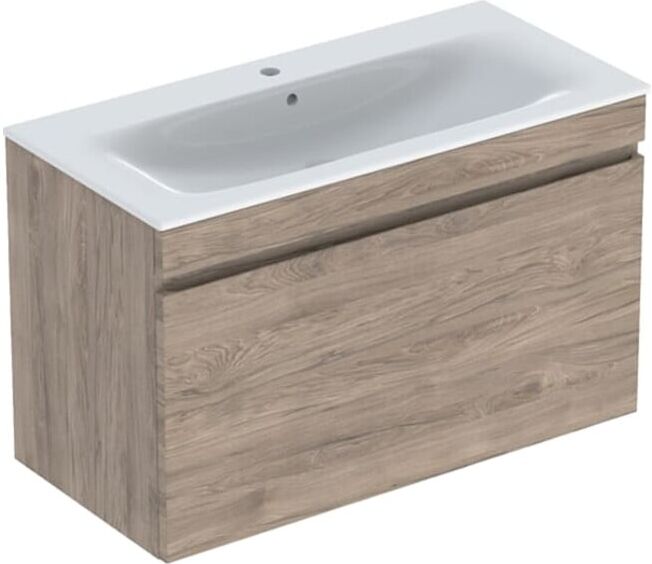 Geberit Ensemble lavabo meuble Renova Plan 100x62,2x48 cm, corps noyer, lavabo blanc (501917JR1)