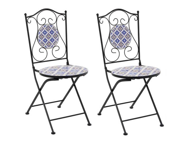 GARTENSTUHL 2er Set klappbar Metall Weiß/Blau Siponto