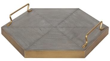 "Kate and Laurel Sade Hexagon Platform Tray - 16"" Diameter"