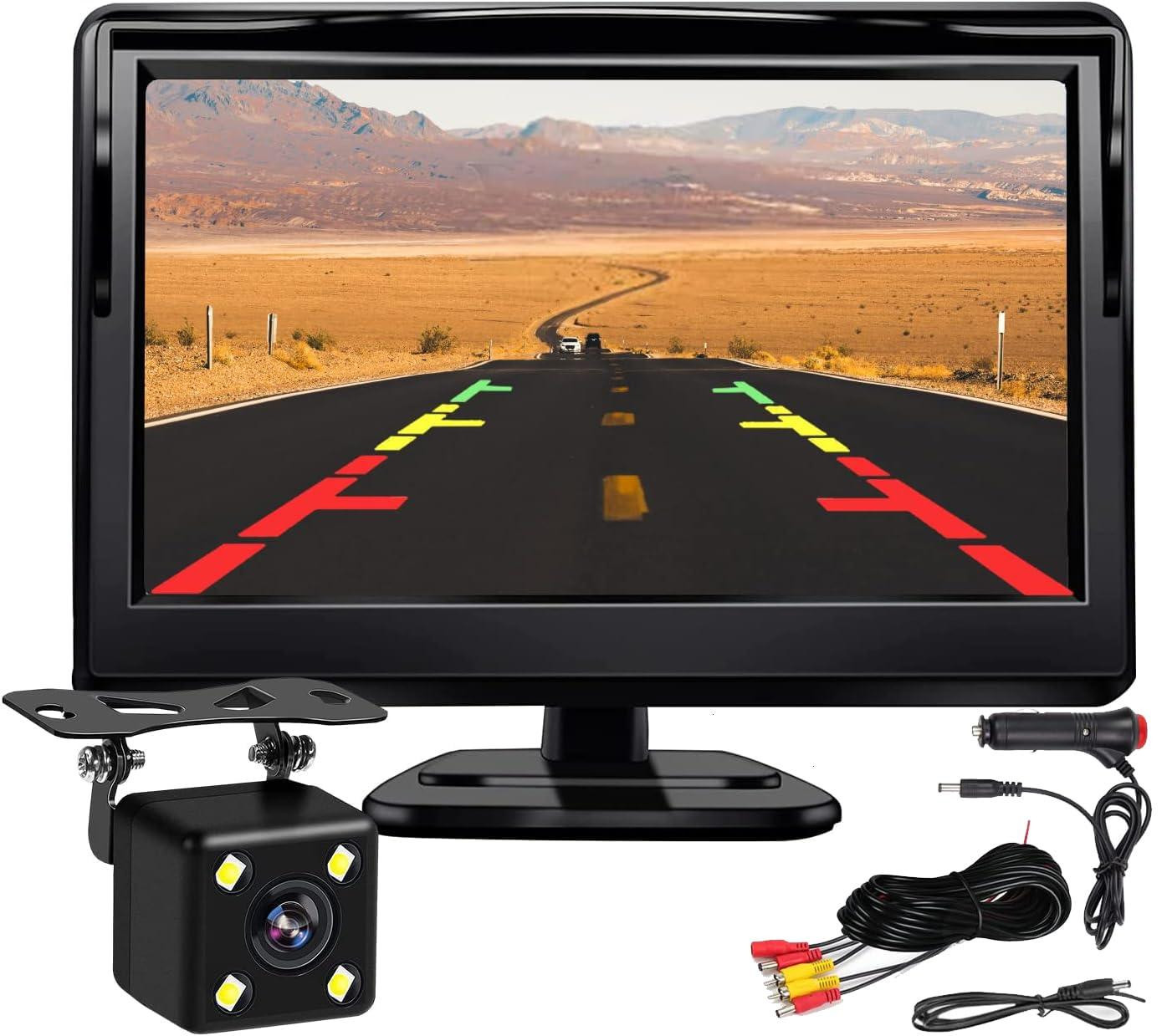 Selius Achteruitrijcamera met 5 Inch Monitor - HD Nachtzicht en Waterdicht - 12 Volt - Oppervlaktemontage