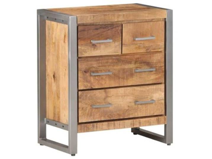 HEFZGDB Langlebiges Holz-Sideboard mit Stauraum: Stabiles Sideboard mit Vier Schubladen aus rauem Mangoholz für Wohnzimmer, Beistellschrank aus tropischem Hartholz mit Eisenrahmen