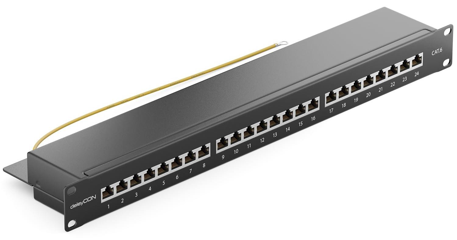 deleyCON MK2270 RJ-45 Cat6 Patchpaneel, Zwart, Metaal, 560 mm
