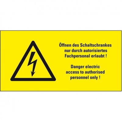 Aufkleber I Warn-Kombischild Öffnen des Schaltschrankes nur durch.., praxisbewährt, Folie, 100x50mm
