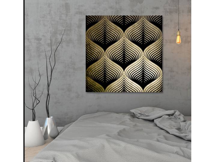 Acrylglasbild GOODPRODUCT Blätter - Acrylbilder mit Blattgold veredelt , gold (farbe bild(er): gold), B:50cm H:50cm, Bilder, Acrylglasbild, Goldveredelung, Handgearbeitet, Gerahmt, Edel