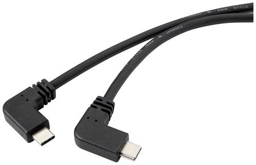 Renkforce USB-Kabel USB 3.2 Gen2 USB-C Stecker, USB-C Stecker 1.20m Schwarz 90° nach links gewinkelt RF-4633064