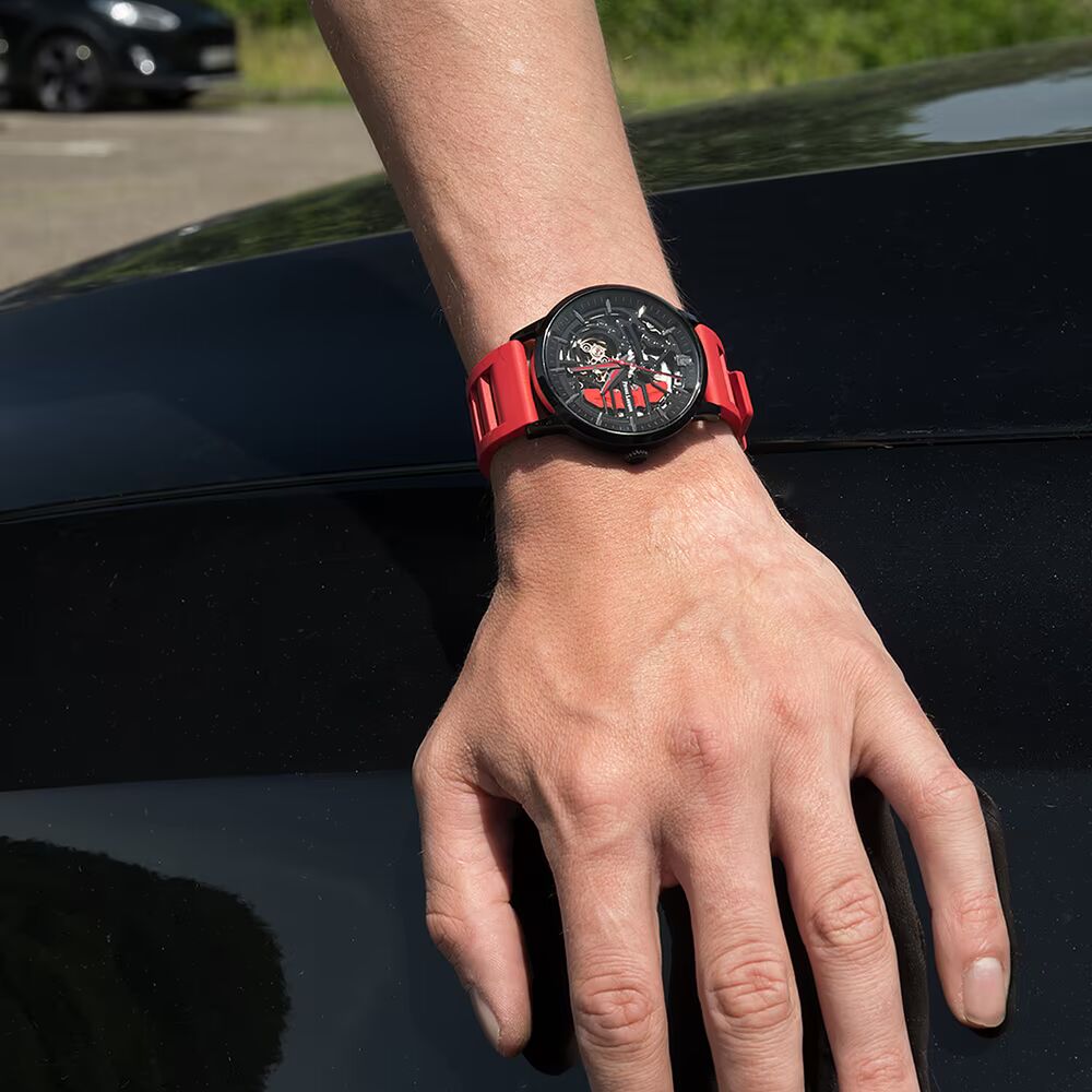 Montre Pierre Lannier Paddock Homme Caoutchouc Rouge - Cleor Homme