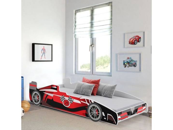 Lit enfant Voiture Formule 1 Rouge 160 x 80cm + sommier + matelas