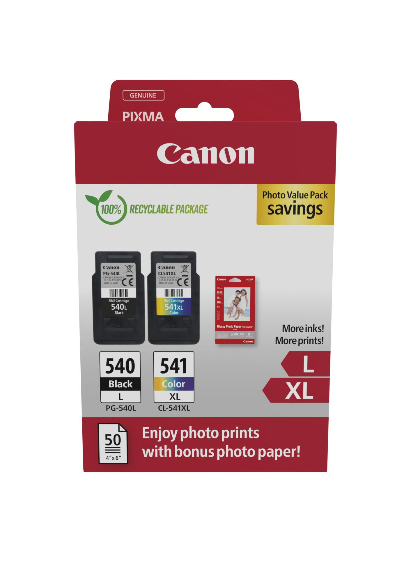 Canon 5224B012 PG-540 L / CL-541XL Vorteilspack Tinte + Fotopapier Vorteilspaket