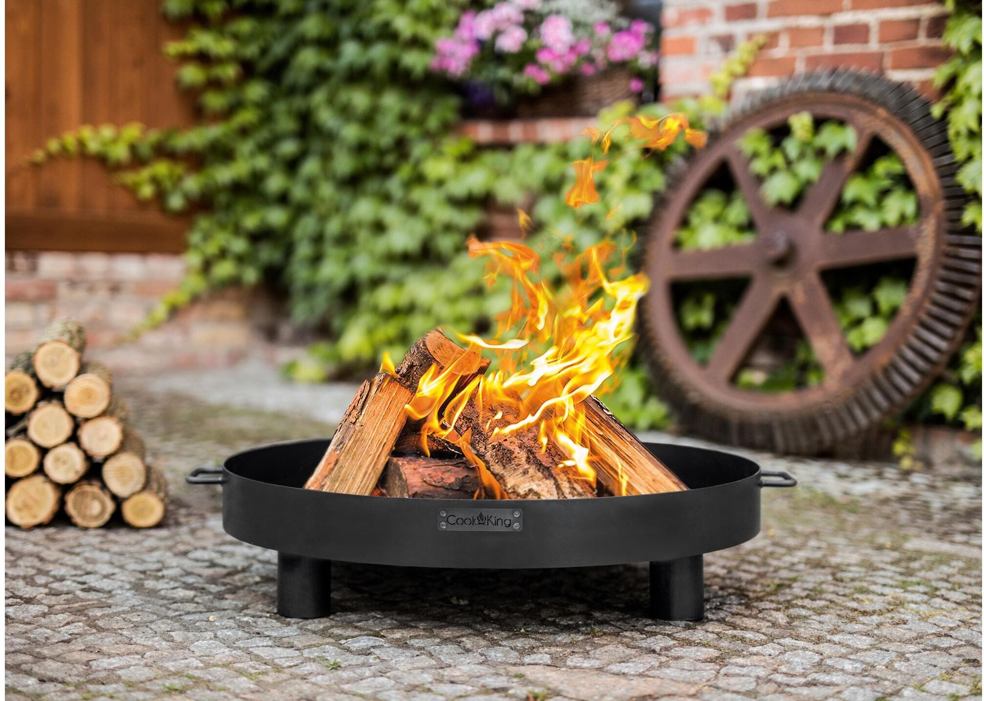 Feuerstelle COOKKING "Feuerstelle Tunis 60", schwarz (keine angabe), B:60cm H:20cm L:60cm Ø:60cm, Stahl, Feuerkörbe, Feuerstelle keine angabe Einheitsgröße