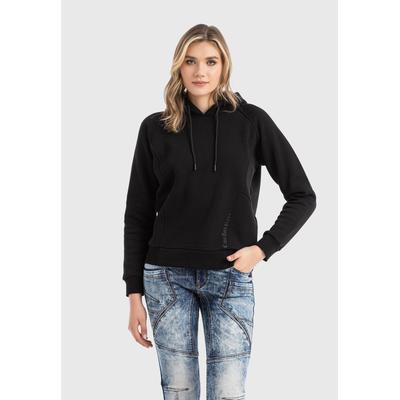 Hoodie CIPO & BAXX "HOODIE SWEATSHIRT", Damen, Gr. XL, schwarz, 70% Baumwolle, 30% Polyester, bedruckt, Basic, regular fit normal, Sweatshirts Hoodie, modisch und komfortabel