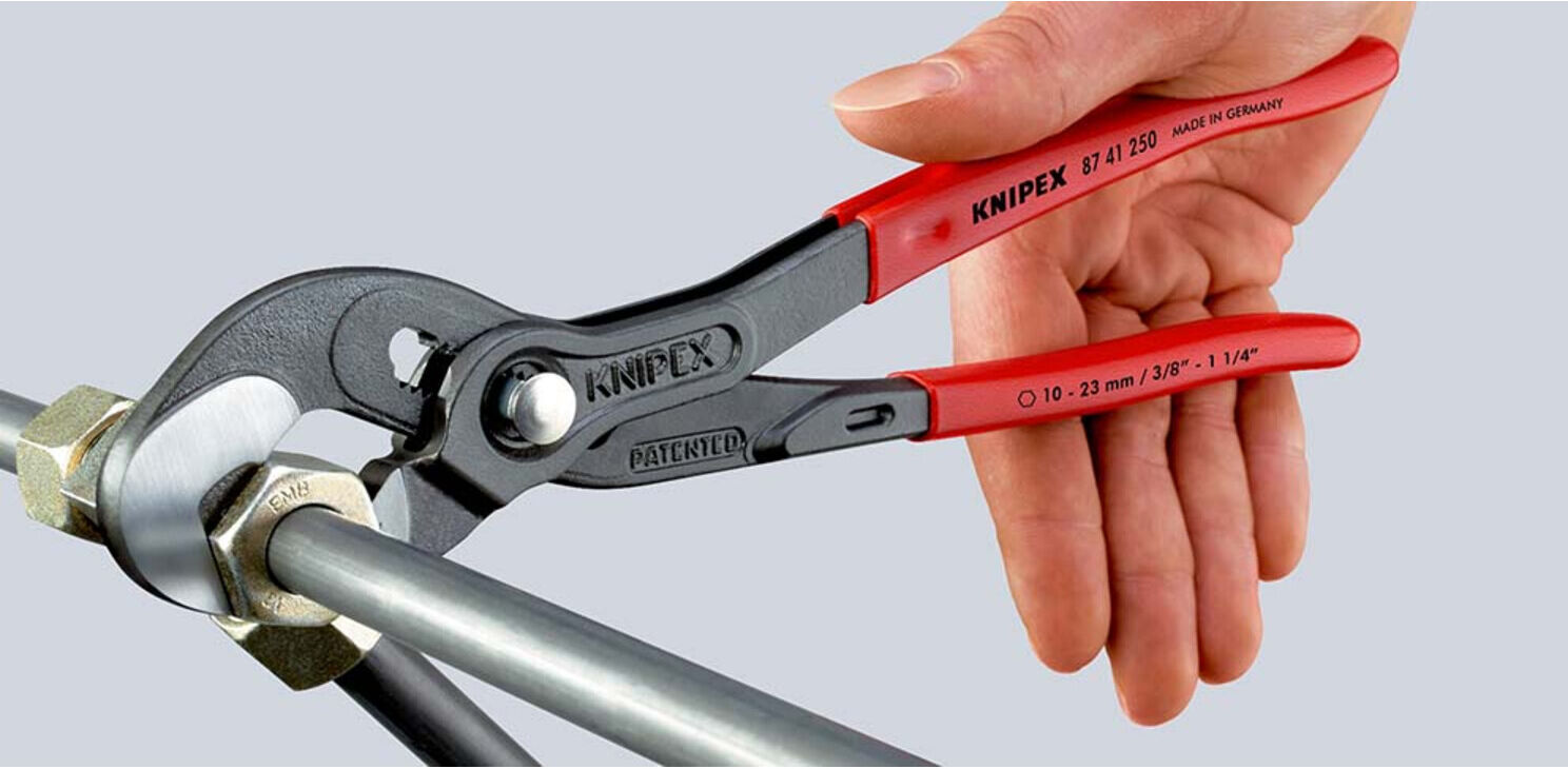 KNIPEX 87 41 250 Schraubzange mit rutschhemmendem Kunststoff überzogen grau atramentiert 250 mm)