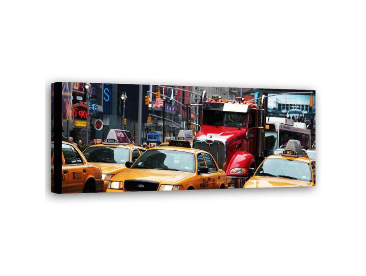 Feeby Wandbild belebte straße in new york, Mehrfarbig, Stadtarchitektur, Rechteckig, 90x30 cm, Bilder & Rahmen, Bilder, Leinwandbilder