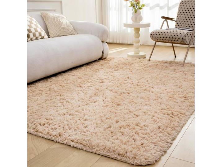 Tapis Chambre Shaggy Tapis Salon Grand Tapis avable avec Le Fond Antidérapant pour Chambre Shaggy Tapis Doux (beige 120x160cm)