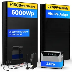 5000Wp Mini-PV-Anlage  mit Anker SOLIX Solarbank 4 E5000 Pro - 15kWh - 10x500Wp ...