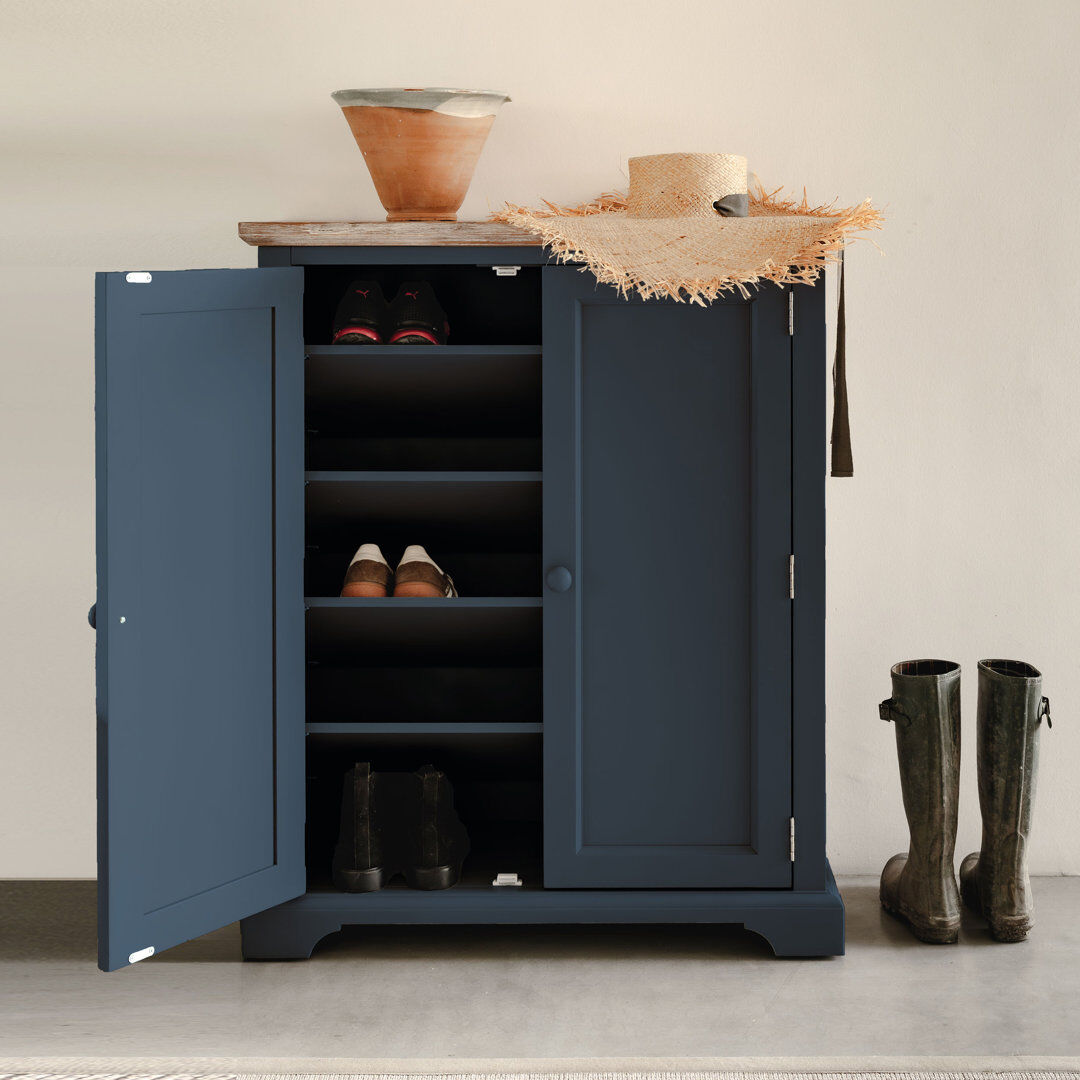Rosalind Wheeler 20 Pair Shoe Storage Cabinet Navy Blue/Brown 20