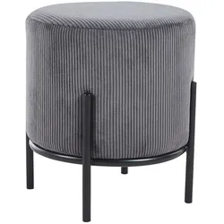 Polsterhocker Cord grau in modernem Design Vierfußgestell aus Metall
