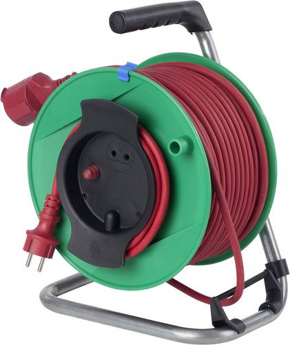 AS Schwabe 12236 Kabeltrommel 25m Rot Schutzkontakt-Gummi-Stecker