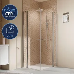 Breuer  Dusche  QUICK  72  Elana  2.0  Eckeinstieg  Drehtür  4-teilig  1000/1000  mm  -  Alu  Chromeffekt