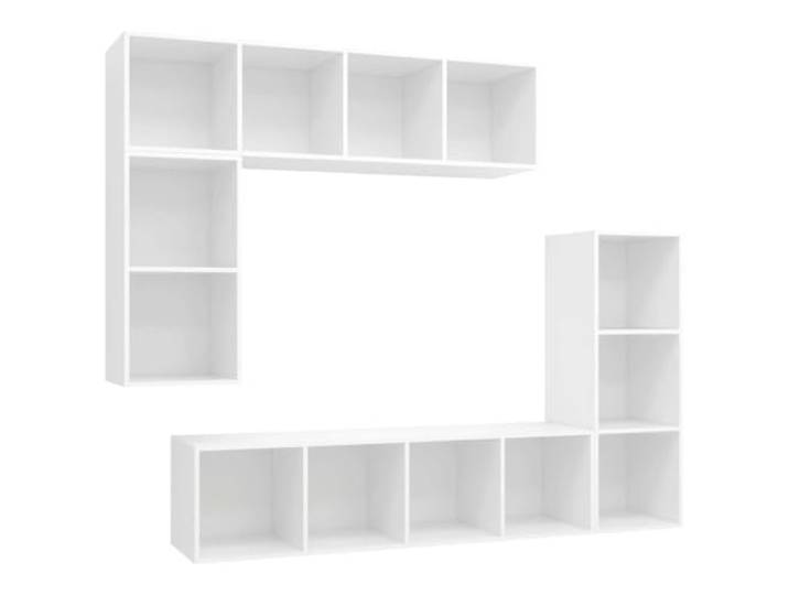 Roanoer 4-TLG. TV-Schrank-Set Hängend Wandmontage Weiß Holzwerkstoff Vierteiliges wandhängendes Lowboard-Ensemble für Wohnzimmer und Schlafzimmer, pflegeleicht und flexibel kombinierbar.