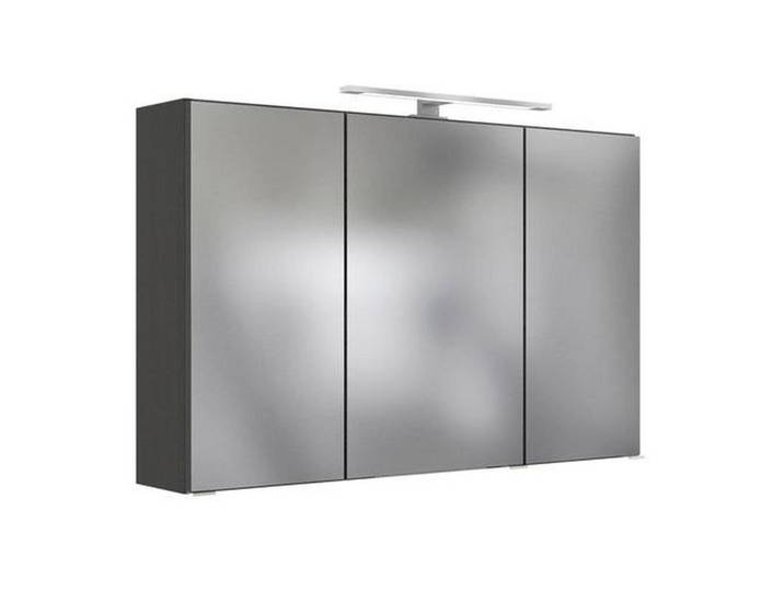Held Spiegelschrank, Graphitfarben, Metall, 120x64x20 cm, Badezimmer, Badmöbelsets & -serien, Badmöbelserien