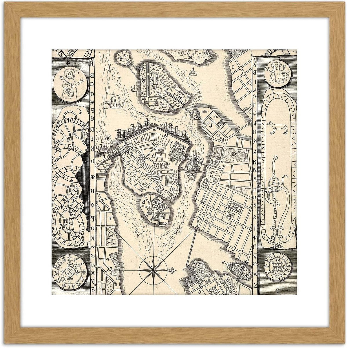 Wanddecoratie Print Ingelijste Poster Licht Eiken - 25x25 cm