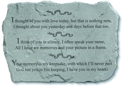I Thought of You With Love Today Garden Memorial Accent Stone by Kay Berry in Grey