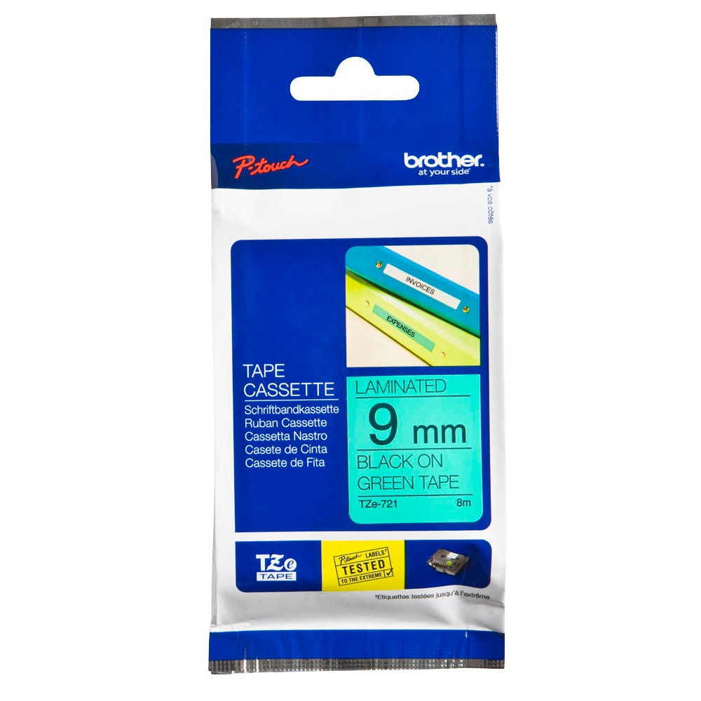 Brother TZe-721 Labelbandcassette met 9 mm bandbreedte