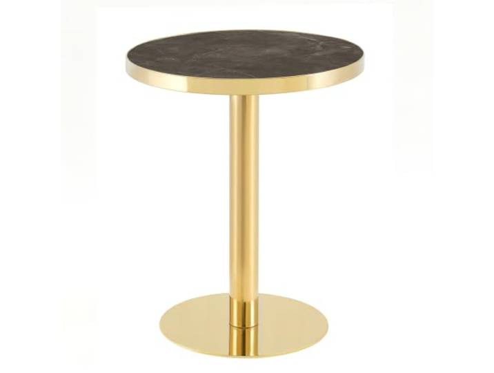 Vexelus Runder Beistelltisch Ø59,5 cm graue Marmor‑Optik, vollvergoldetes Edelstahlgestell, luxuriöser Stabiler Side‑Table