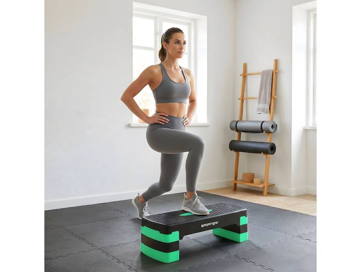 SPORTNOW Stepper aérobique réglable, hauteur 10/15/20cm avec rehausseurs