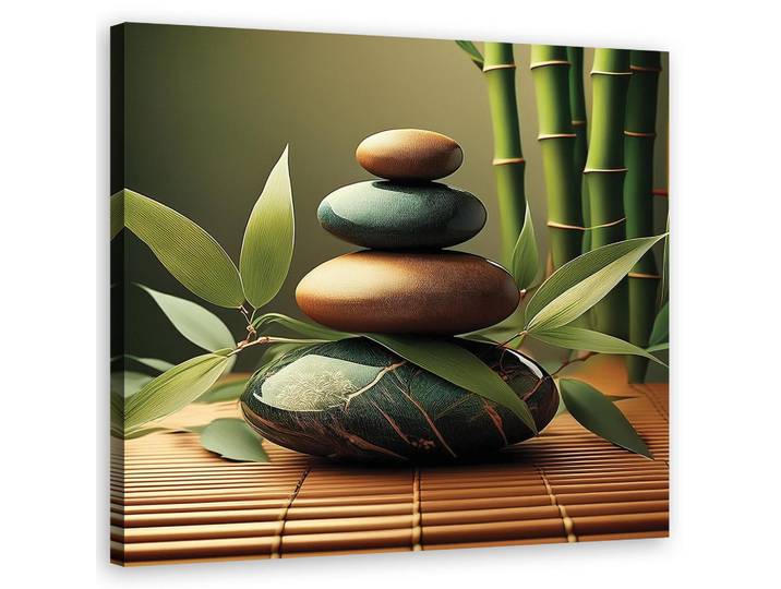 Feeby Wandbild zen spa steine, Grün, Orientalisch, Rechteckig, 50x50 cm, Bilder & Rahmen, Bilder, Leinwandbilder