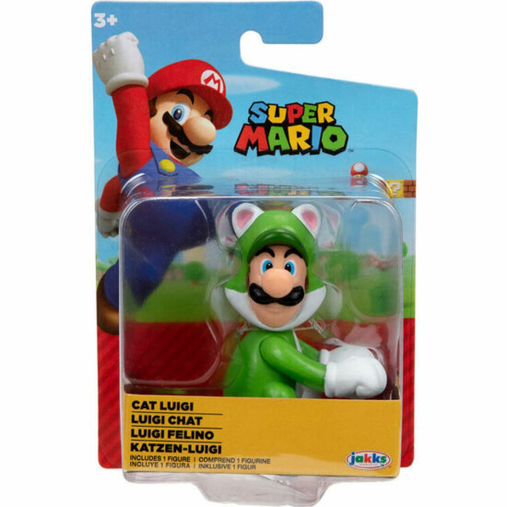 Jakks Pacific Nintendo Super Mario figuur, kat Luigi, 6,5 cm