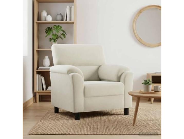 ZQQLVOO Sofa Creme 94 x 85 x 93 cm Samt Fasergefüllte Kissen, Metallrahmen, Sperrholzarmlehnen, Reißverschluss, Pflegeleicht