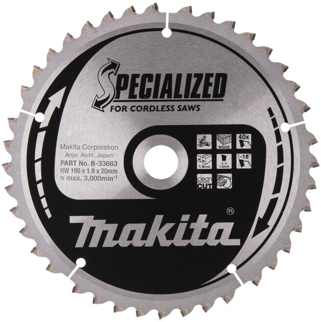 Lame de scie Makita MAKBLADE 190x20x40Z (B-33663)
