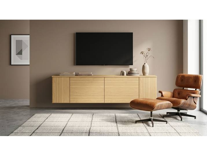 Breites Hängesideboard aus Esche Esche Natur geölt