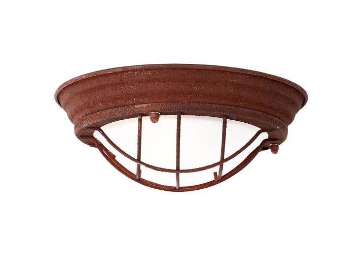 Applique murale Typhoon I Ø 29cm Blanc/Marron/Marron rouille Acier, laqué E27