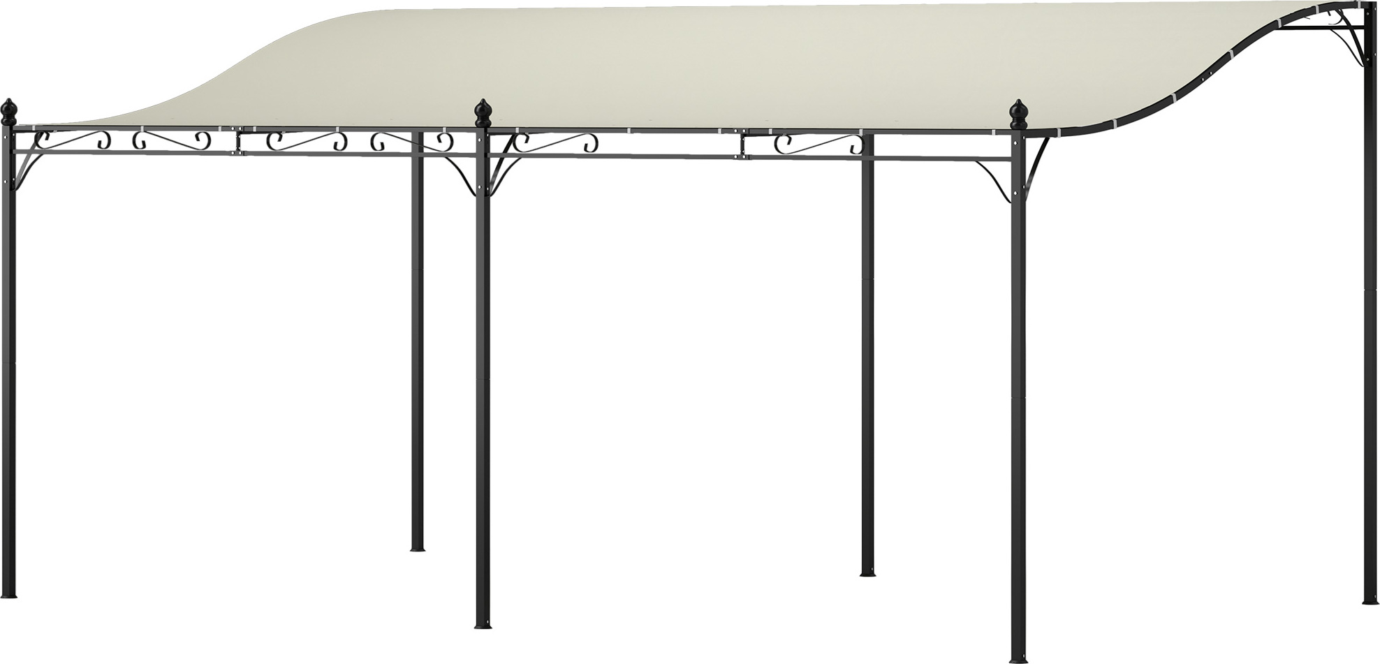 Anbaupavillon Pergola mit Dach, Wasserabweisend Pavillon Vordach, Pavillon Überdachung Sonnenschutz für Terrasse Garten ca. 3x5x2,5 m Cremeweiß,