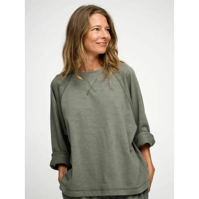 Strickpullover MOSHI MOSHI MIND "moshi moshi mind Sweater Earth", Damen, Gr. L, khaki gray, Obermaterial: 100% Baumwolle, Pullover Strickpullover