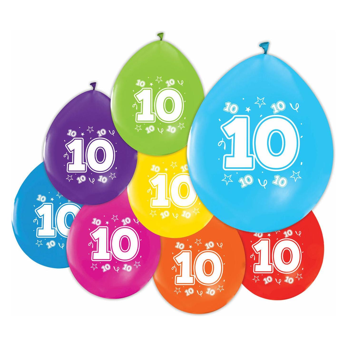 Globos Europe Luftballons 2-seitig bedruckt Zahl 10, 8 Stück (8x) (5712735025689)