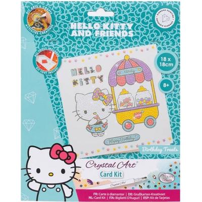 Craft Buddy CCK-33HKU008 - Crystal Art Card Kit, Hello Kitty, Grußkarten-Set Happy Birthday, Diamant-Malerei-Set