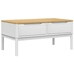 vidaXL Couchtisch FLORO Weiß 99x55,5x45 cm Massivholz Kiefer