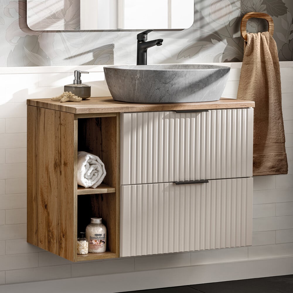 Lomadox Wastafel voor in de badkamer, Kasjmier en Eik