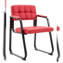 Décoshop26 - Besucherstuhl Bürostuhl ohne Rollen rotes Kunststoffmaterial BUR10229