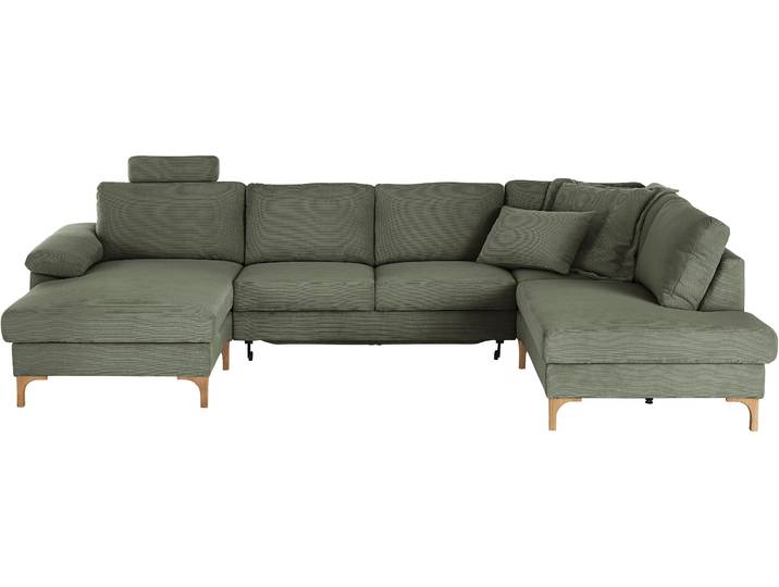 Wohnlandschaft, Grün, 339x220 cm, Polyester, Bettkasten & Querschläfer, Modern, Candy-Polstermöbel