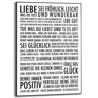 Poster REINDERS "Positiv Leben", schwarz (farbe bild(er): schwarz, weiß), B:50cm H:70cm T:1,6cm, MDF, Bilder, Poster