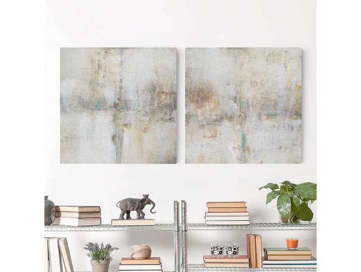 Impressions sur toile Essenz I - 2 élém. Polyester Gris 120 x 60cm